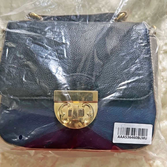 SATCHEL/CROSSBODY, EMMA FOX, LEATHER, BLACK NAVY BEIGE, HAS TOP HANDLE, REMOVABL - Picture 14 of 14